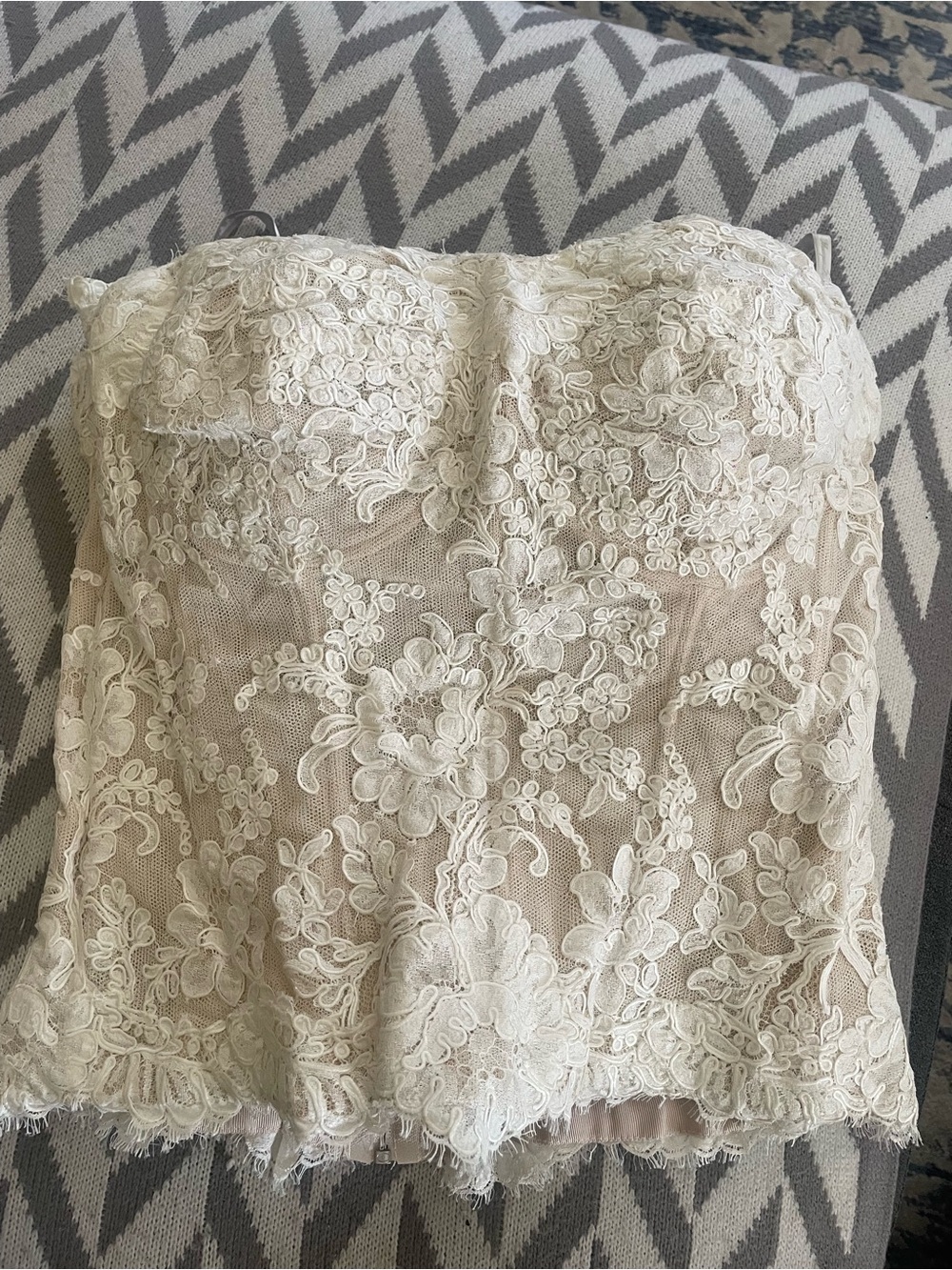Monique Lhuillier collection ivory lace corset bustier top- size 12- New/ unworn